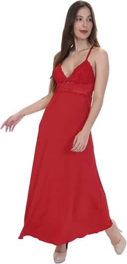 Camisola Jade Longa sem Bojo de Microfibra Light e Renda Feminina