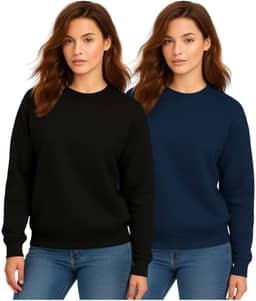 Kit 2 Casaco Moletom Gola Redonda Feminino Careca Blusa De Frio