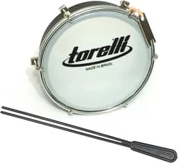 Kit Tamborim Pele Leitosa Torelli TT 404 Preto Baqueta Dupla