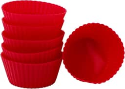 Jogo com 6 Formas de Silicone Vermelha 6cm Redonda – Antiaderente e Fácil de Desenformar