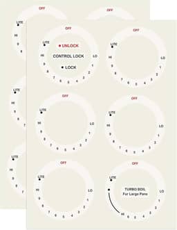 12 peças de adesivos de fogão para fogão topo - substituição de forno botão adesivo símbolo kit de botão elétrico decalque para identificar os queimadores