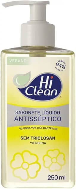 Hi Clean Sabonete Líquido Antisséptico Para Corpo E Mãos Vegano Sem Triclosan 94% Vegetal E Mineral Verbena 250Ml