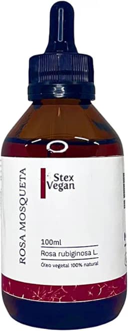 Óleo Vegetal de Rosa Mosqueta, Stex Vegan, 100% Puro e Natural - Elimina Manchas, Anti Estrias e Celulites (100mL Conta Gotas Vidro)