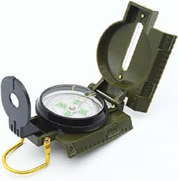 Bússola de mira multifuncional com clinômetro – ferramenta de navegação impermeável durável com mostrador luminoso e régua para caminhadas, acampamento, trekking