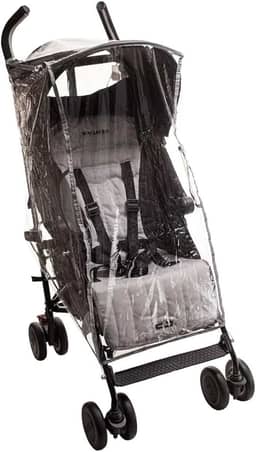 Capa de Chuva Universal Premium para Carrinho de Bebê | Proteção Total contra Vento e Chuva | Visor com Ventilação | Faixa Reflexiva de Segurança | Transparente e Livre de PVC/BPA