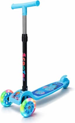 Patinete Infantil 3 Rodas Com Luzes LED Dobrável Altura Regulável