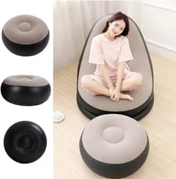 Poltrona Inflável com Apoio para Pés, Design Ergonômico, Preto e Cinza, Relaxamento e Lazer