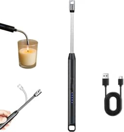 Isqueiro Acendedor Elétrico Recarregável USB para Fogão, Vela, Churrasqueira, Camping, Lareira - Elétrico Sem Chama Seguro Flexível e Antivento - Acendedor Isqueiro Elétrico Sustentável