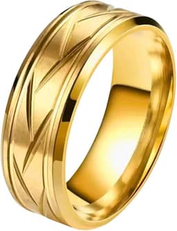 Aliança 8mm Luxury Titânio Banhado A Ouro 18k 1 Und