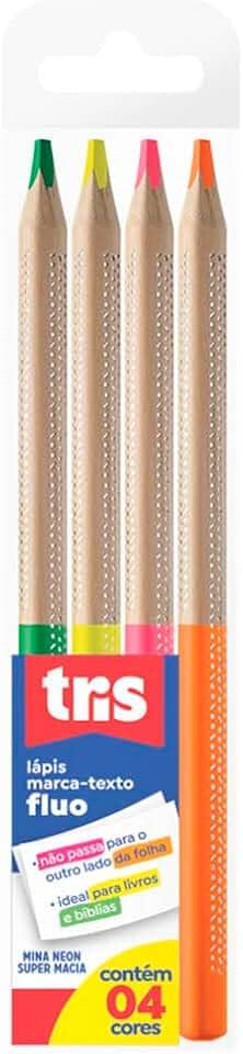 Caneta Marca Texto Tris Lapis Neon Jumbo 4Cores Estojo - 91686