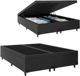 Cama Báu Box Base King Size Corino Preto. 203x193 RC