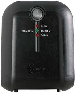 Estabilizador Coletek ES-1500VA Preto, Tensão nominal de entrada 115/220V bivolt automático e Tensão nominal de saída mono 115V, 5 Tomadas Padrão NBR 14136 Frequência 60Hz