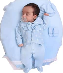 Saída de Maternidade Menino Aconchego Barquinho 06 Peças - Azul - 0-6 meses - Conjunto