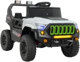 Bang Toys - Jipe Elétrico Infantil Titan XR 12V - com Portas que Abrem, Luzes de LED, Sons, Entrada USB/MP3, Controle Remoto - Suporta até 30kg - Cor Branco