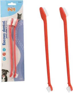 Escova De Dente Cachorro Pet Para Cães E Gatos Com 2 Peças