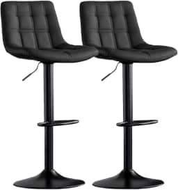 Banqueta Alta Giratória para Cozinha em Couro Sintético Duoffice Kitana DU77 (2, Preto)