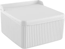 Saleiro Quadrado 1kg de Plástico Tampa Basculante 13x8cm (Branco)