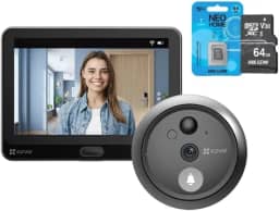 Campainha Inteligente HP4 com Olho Mágico Wi-Fi, Visor Interno FULL HD e Cartão 64GB – Detecção de Movimento e Visão Noturna