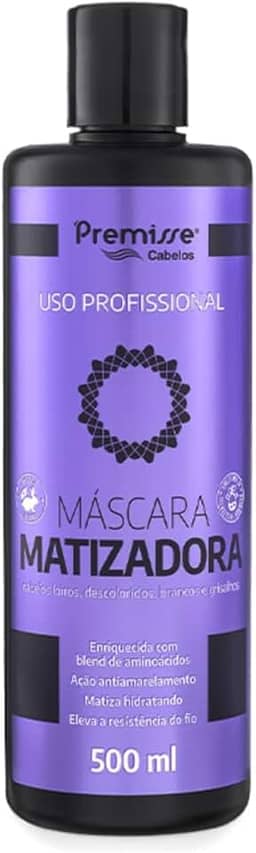Premisse Máscara Matizadora para Cabelos Loiros, Descoloridos e Grisalhos 500ml, Uso Profissional, com Aminoácidos
