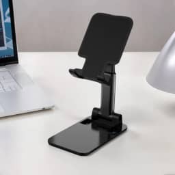 Suporte de telefone dobrável portátil – suporte ajustável para vídeos, filmes e trabalho, preto