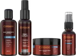Kit Fortificante Tônico Capilar Creme Óleo Barba Balm Masculino Crescimento Cabelo Bigode (Oceano (refrescante))