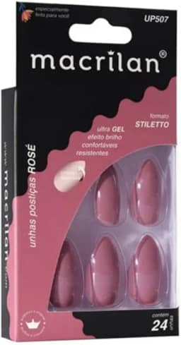 Macrilan Unhas Postiças Estilo Stiletto - Rosé - Up507