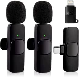 2 peças Microfone de lapela sem fio para telefone (Type C), microfone duplo sem fio para gravação de vídeo, transmissão ao vivo, vlog, YouTube, TikTok, Facebook, zoom - redução de ruído e plug-play. (Sem necessidade de APP/Bluetooth) (Andróide 2 peças)