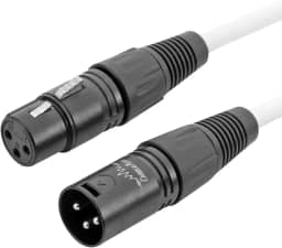 Cabos & Plugs - Cabo de Microfone XLR Macho - Fêmea, cor Branca, Balanceado, Pinos Banhados a Ouro, Cobre Oxygen Free (1UN, 1m)