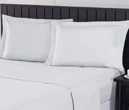 Jogo de Cama 400 Fios Percal Com Lençol de Cima e Aba Americana, Antiácaro, Anti-pilling com Toque Macio Elástico Hotel (Branco, King)