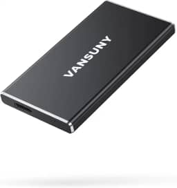 Vansuny SSD externo portátil de 250 GB, USB 3.1 Gen2 430 MB/s de transferência de dados de alta velocidade, mini unidade de estado sólido externa portátil USB C de metal para PC, laptop, telefones e