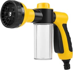 Pistola Esguicho a Jato Alta Pressão para Mangueira com Reservatório de Sabão 100ml Engate Rápido 8 Tipos de Jato Lavagem de Carros Jardim e Irrigação