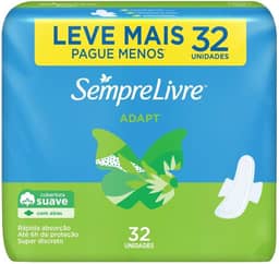 Sempre Livre Absorvente Externo Adapt, Suave, com Abas, 32 unidades