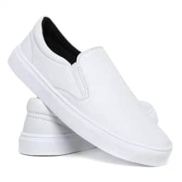 Sapato Tênis Slip On Branco Enfermagem Sapatênis Iate Casual Sem Cadarço Calce Fácil Confortável