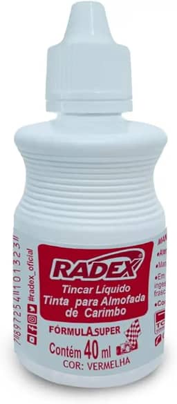 Tinta para Carimbo vermelha 40ml Radex