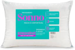Travesseiro Branco Antialérgico Sonno Macio Toque Fibra Travesseiros Fibra Ganso Pluma