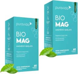 2x Bio Mag - Magnésio Quelato- Pura Vida - 60 Capsulas