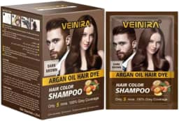 Tonalizante Shampoo Cabelo Veinira 10 X 25ml Castanho Escuro