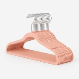 Kit 10 Cabide Infantil de Veludo Antideslizante Slim Ultrafino para Roupa Calça Camiseta de Bebe (Rosa)