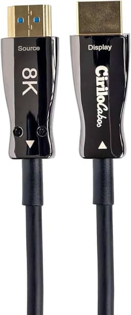 Cirilo Cabos: Cabo HDMI 2.1 8K de Fibra Óptica com Conectores Banhados a Ouro (5m) | Suporte 8K@60Hz, 4K@120Hz, HDR, VRR e Áudio Imersivo | Ideal para TVs OLED, QLED, PS5 e AV de Alta Performance