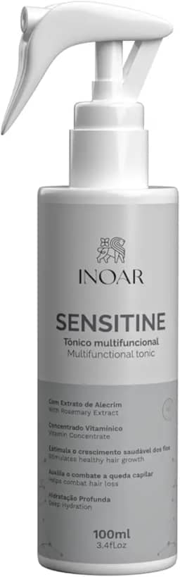 Inoar, Sensitine, Tônico Capilar Multifuncional, Fortalecimento, Crescimento Saudável e Hidratação, Extrato de Alecrim, Aloe Vera e Complexo Vitamínico, Vegano – Para Cabelos Frágeis ou com Queda, 100ml