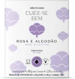 Sabonetes Cuide-se Bem Rosa e Algodão, 4 x 80 g, Veganos