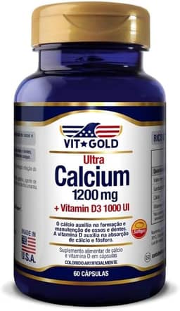 Ultra Cálcio 1200mg + Vitamina D3 1000UI Vitgold 60 cápsula