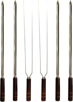 Kit 6 Espetos Artesanais Inox P/Churrasco