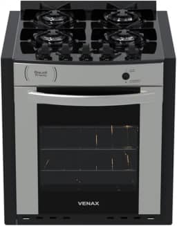 Fogao A Gas De Embutir Gaudi Prisma Vitreo Bl 4q Inox Gas Glp