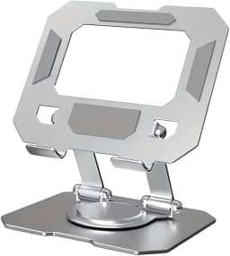 Suporte para Tablet em Aço Carbono Com Metal Resistente Apoio para Mesa Pedestal Portátil Dobrável Articulado Base Rotativa 360º Design Moderno Ajustável Antiderrapante Ampla Compatibilidade