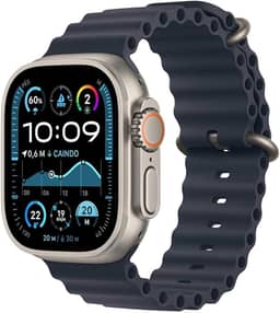 Apple Watch Ultra 2 GPS + Cellular • Caixa natural de titânio – 49 mm • Pulseira Oceano marinho