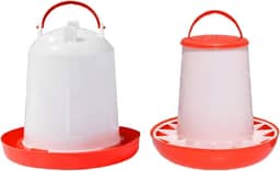 Conjunto de Comedouro E Bebedouro para Galinhas, Dispensador Automático de água E Ração, Balde para água Anti-desperdício, 23x20cm 25x26cm