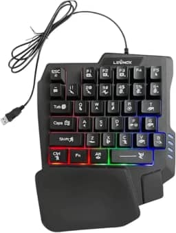Teclado Gamer Mecânico RGB Uma Mão Portátil Ergonômico Anti-Ghosting USB Plug & Play para Jogos Online Free Fire PUBG Fortnite