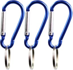 Mosquetão Camping 4,6cm Alumínio Azul Preto Prata Com Argola Acessórios 10 Unidades