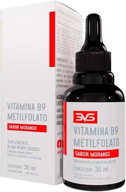 3VS Nutrition Vitamina B9 gotas, Metilfolato sublingual, sabor Morango 30ml
